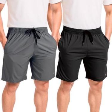 Imagem de Kit 2 Bermuda Tactel Elastano Esporte Casual Academia Treino-Masculino