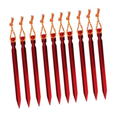 Imagem de kowaku 10x Estacas de barraca de praia, estacas de alumínio para barracas de praia, acessórios de acampamento resistentes, âncoras para áreas externas, de, Vermelho