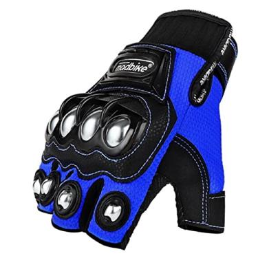 Imagem de WIVKS Luvas de motocicleta para homens e mulheres, luvas de motocicleta com tela sensível ao toque de meio dedo para BMX, ATV, MTB, corrida, ciclismo, escalada, motocross (azul, média)