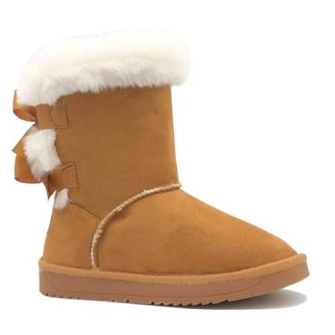 Imagem de Botas de Neve Clássicas Infantis de Camurça de Pele Sintética Botas de Fivela Fashion Sapatos Externos (Bebê/Criança Pequena/Criança Grande), 450 Camel, 2 Big Kid