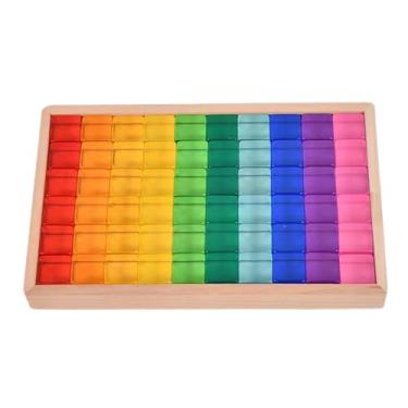 Imagem de Esquirla 60 Peças de Cubos de Acrílico Arco-íris Empilháveis, Brinquedos de Construção em Arco-íris, Blocos de Construção