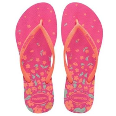 Imagem de Chinelo Havaianas Slim Visuals Floral Feminino (Rosa, BR, Adulto, Faixa Numérico, M, 41, 42)