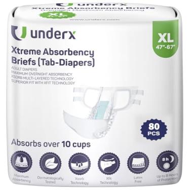 Imagem de UnderX Cuecas descartáveis com abas – Roupa íntima para incontinência de absorção Xtreme, ajuste superior com GG 80 unidades
