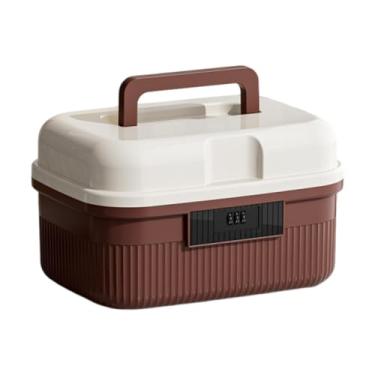 Imagem de Generic Caixa organizadora de armazenamento com trava de combinação, organizador de senha versátil, caixa de segurança para armazenar documentos, Marrom Avermelhado