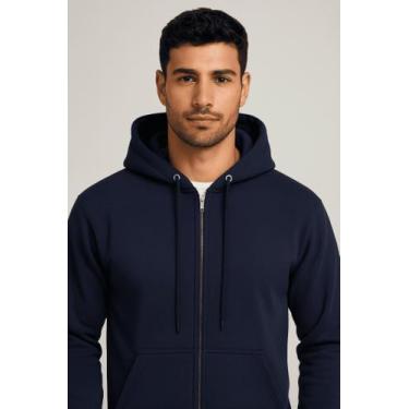 Imagem de Moletom Ziper Bolso Canguru Flanelado  Inverno - TRAJANO STORE, Azul, 