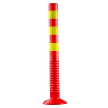 Imagem de Generic 70 cm H Poste de proteção de barreira de estacionamento flexível de PU acessório para hotéis supermercados calçadas cruzamentos de estradas, Vermelho E Amarelo