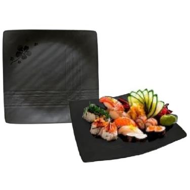 Imagem de Prato Quadrado Kanpa em Melamina Restaurante Japones 22,5cm