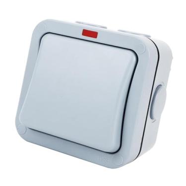 Imagem de ZGUZMCMK Interruptor de luz externo acessório canto arredondado profissional cinza IP66 à prova d'água para portas de corredor armazém interno piscina