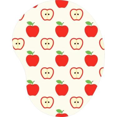 Imagem de Mouse Pad Ergonômico Gota Estampa de Maçãs Vermelhas Fundo Branco
