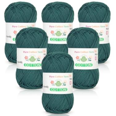 Imagem de Katech Fio de algodão puro para crochê e tricô – Soft Sport Weight CYC #2, 6 novelos (50 g cada, 300 g no total), fio de crochê ideal para panos de prato, roupas de bebê, meias, cachecóis leves (verde