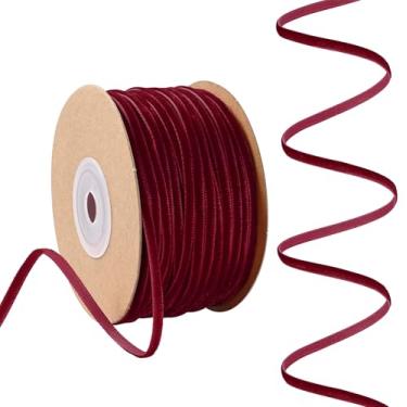 Imagem de Rilisili Fita de veludo vinho 1/20.3 cm x 50 jardas tecido carretel para gargantilha de veludo, decoração de guirlanda de Natal, ornamentos artesanais artesanais de embrulho de presente e fabricação