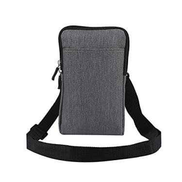 Imagem de Bolsa mensageiro masculina de nylon para celular, bolsa cossbody de ombro, à prova d'água, universal, à prova d'água, bolsa de cintura para celular, clipe de cinto, bolsa mensageiro fina com suporte