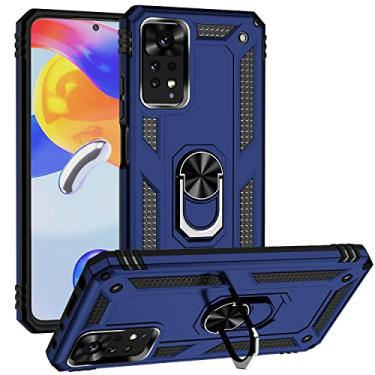 Imagem de SORAKA Capa para Xiaomi Redmi Note 11 Pro com suporte de anel invisível e placa de metal para montagem magnética em carro Capa rígida para PC Capa Xiaomi Redmi Note 11 Pro 5G Capa