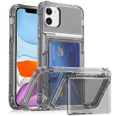 Imagem de SORAKA Capa transparente para iPhone 11 com porta-cartões,capa protetora 2 em 1 em acrílico transparente e TPU macio
