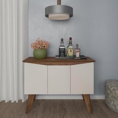 Imagem de Bancada Buffet Oásis Pinho/ Off White 3 Portas Tampo com Borda Inverti