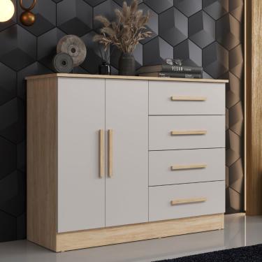 Imagem de Cômoda 4 Gavetas 2 Portas Bariloche Móveis Sul - Aveiro/Cinza Urbano