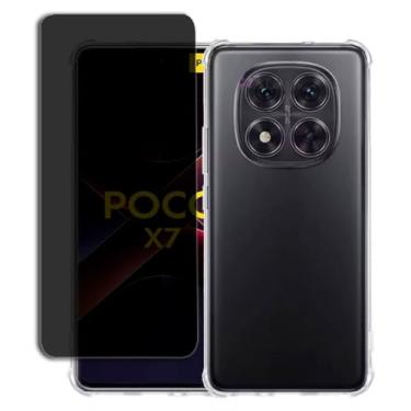 Imagem de Kit Capa Anti Quedas para Xiaomi Poco X7 + Película Protetora Privacidade