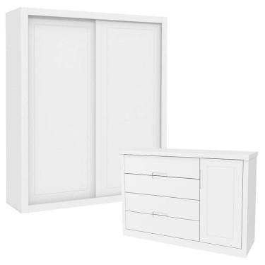 Imagem de Cômoda Infantil e Guarda Roupa 2 Portas Tutto New Branco Acetinado - Matic