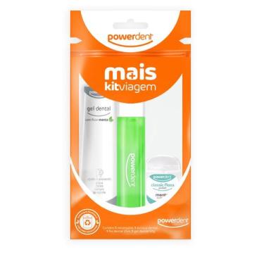 Imagem de Kit Viagem de Higiene Bucal Powerdent Mais  Estojo Portátil com Escova