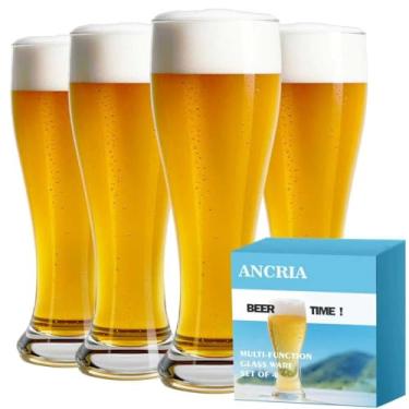 Imagem de ANCRIA Copos de cerveja de 496 g Pilsner conjunto de 4 copos de cerveja artesanais copos de bebida bar doméstico, copos de vidro