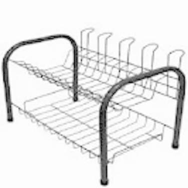 Imagem de Escorredor 2 Andar Prato Louça Cozinha Inox Preto Fosco