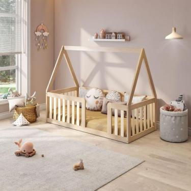 Imagem de Mini Cama Montessoriana com Grade e Telhado Giulia Casatema MadeiraOri