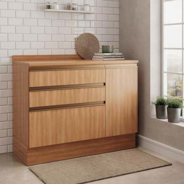 Imagem de Balcão 1 Porta 3 Gavetões 120cm com Tampo Aroeira CabeCasa MadeiraOrig