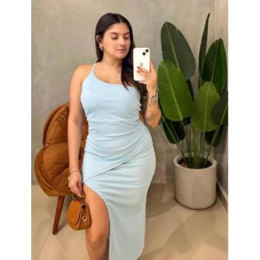 Imagem de Vestido Feminino Midi em Ribana Alça Única Transpassado - Lala Closet,