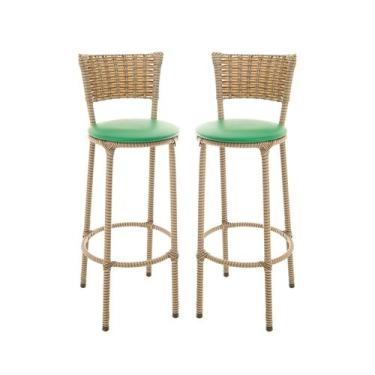 Imagem de KIT 2 Banquetas Alta Encapada Junco CAPPUCCINO Area de Lazer Cozinha B