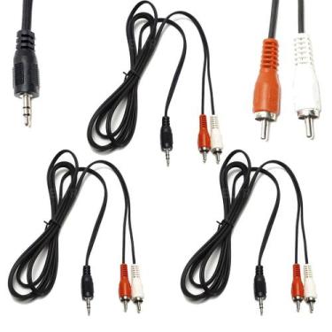 Imagem de Kit 3 Cabo De Audio 2 Rca X P2 1.8m Auxiliar Som Macho Estéreo Metros 