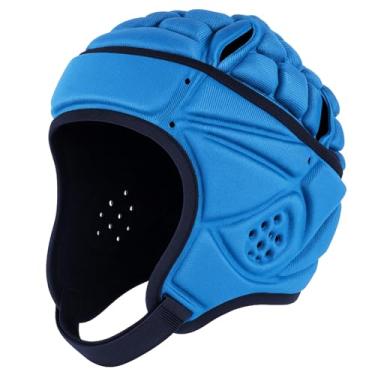Imagem de Saysurey Capa de capacete macio para capacete de futebol americano com bandeira, capa de rúgbi acolchoada macia, ajustável, respirável, resistente a impactos em EVA para jovens adultos (azul, 48 a 53