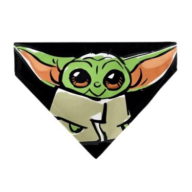Imagem de Bandana Star Wars para animais de estimação Star Wars Grogu Baby Yoda Sorrindo Impressão Pintura Preta Colarinho Bandana Apenas