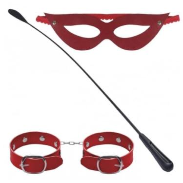 Imagem de Kit Tiazinha Trio Algema Dominatrix Kit Erótico Brinquedo Erótico Fantasia Íntima DX6182 (VERMELHO)