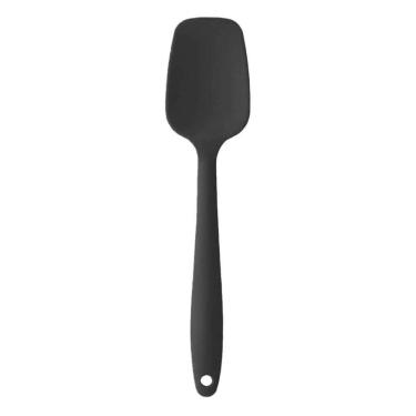 Imagem de Espátula De Silicone Grande 28Cm Preta Reforçada Funda Reta