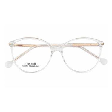 Imagem de Armação Óculos de Grau Feminina Redonda Transparente Havanna - Palas E