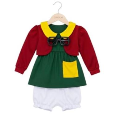 Imagem de Vestido da Chiquinha menina com casaco da Turma do Chaves (Verde, 5)