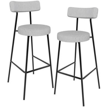 Imagem de Kit 02 Banquetas Alta Cozinha Bar Sala Jantar Estrutura Em Aço Milão L
