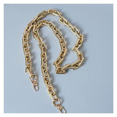 Imagem de YANGQI yaoqijie Bolsa feminina acessório peças destacáveis corrente de substituição ouro sólido acrílico alça de luxo feminina alça de ombro corrente duradoura (cor: ouro 120 cm)