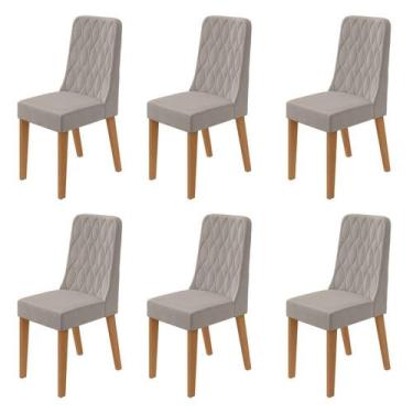 Imagem de Kit com 6 Cadeiras para Sala de Jantar Estofadas Luar - Móveis Lopas