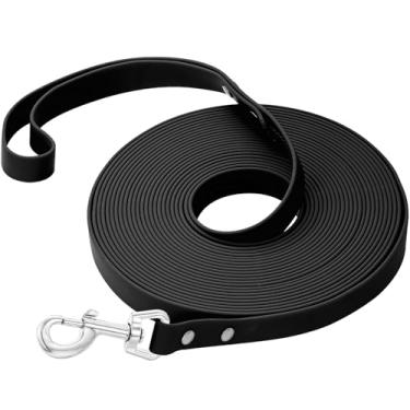 Imagem de Coleira longa de treinamento para cães à prova d'água com guia longa para uso ao ar livre para cães pequenos, médios e grandes, treinamento externo, brincar, acampar (preta, 3 m)