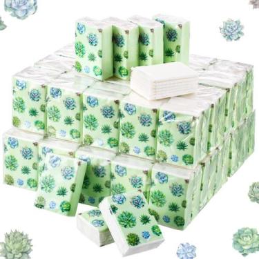 Imagem de Lenço facial Sinmoe 100 pacotes com design suculento de 3 camadas