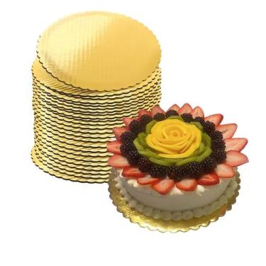 Imagem de Tábuas de bolo Yyaaloa Golden Round 30 cm, papelão resistente, 25 unid