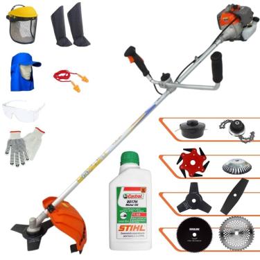 Imagem de Roçadeira Vulcan VP330P À Gasolina 1,2HP 33cc Ideal Para Todos os Tipos de Trabalho Com Carretel + Kit de 7 Opções de Cortes + EPI + ÓLEO STIHL 2T