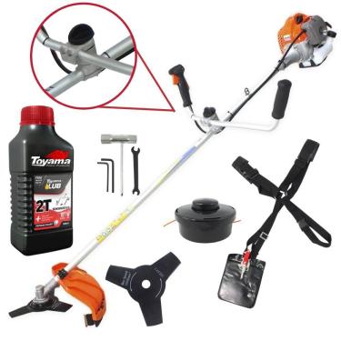 Imagem de Roçadeira Cortador de Grama À Gasolina Vulcan VR430P 43cc 1,7HP Completa Com Guidão Anti-Vibração Carretel Nylon + Lâmina 3 Pontas + ÓLEO TOYAMA 2T