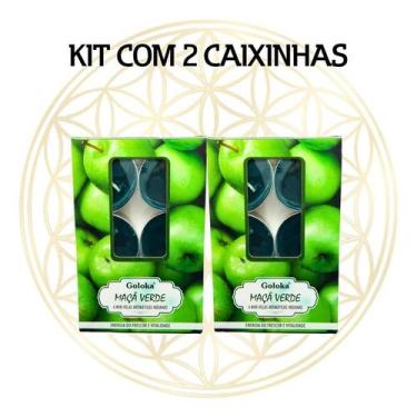 Imagem de KIT C/2 CX's Vela Aromática Para Rechaud Indiana Goloka, MAÇÃ VERDE