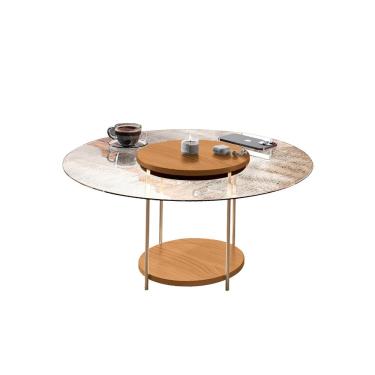 Imagem de Mesa de Centro Decorativa Sala de Estar Walker Pés de Aço Tampo Vidro Cinamomo G26 - Gran Belo