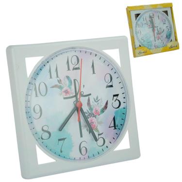 Imagem de Relógio Analógico de Parede 23cm Quadrado Fé - Tudo em Caixa