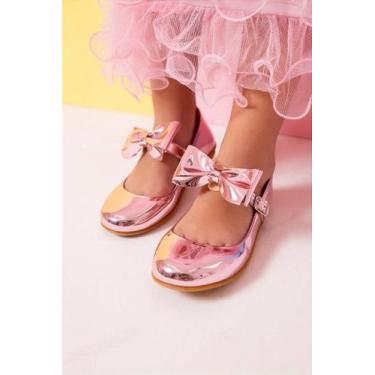 Imagem de Sapatilha Doce Pe Laço Rosa Metalizado para Meninas, Carnation pink, 2