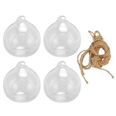 Imagem de Conjunto de mini vasos de vidro, 4 peças, vasos de vidro transparentes e espessos, inquebráveis, com corda para decoração de casamento, centros de mesa, decoração de festa em casa, casa de fazenda
