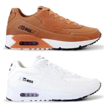 Imagem de Kit 2 Tênis Masculino Max Amortecimento - W-Box, Caramelo, E, Branco, 